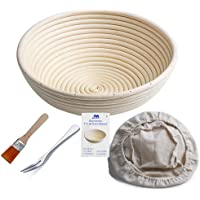 Bakery Essentials cesta de pruebas 10&quot-redondo Banneton Brotform cuenco de ratán para masa de pan y cepillo [libre…